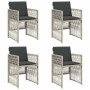 Sillones de jardín con cojines 4 uds ratán sintético gris claro