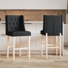 Taburetes altos 2 uds madera maciza de caucho y tela