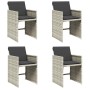 Sillones de jardín con cojines 4 uds ratán sintético gris claro