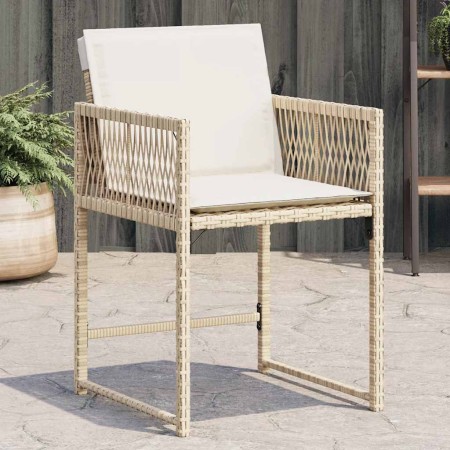 Sillas de jardín con cojines 4 uds ratán sintético beige