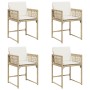 Sillas de jardín con cojines 4 uds ratán sintético beige
