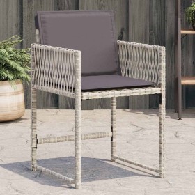 Sillones de jardín con cojines 4 uds ratán sintético gris claro