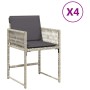 Sillones de jardín con cojines 4 uds ratán sintético gris claro