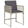 Sillones de jardín con cojines 4 uds ratán sintético gris claro