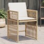 Sillas de jardín con cojines 4 uds ratán sintético beige
