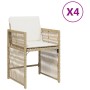 Sillas de jardín con cojines 4 uds ratán sintético beige