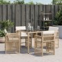Sillas de jardín con cojines 4 uds ratán sintético beige
