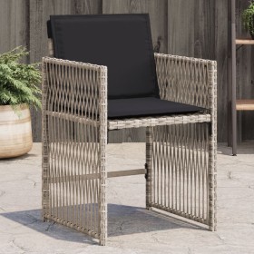 Sillones de jardín con cojines 4 uds ratán sintético gris claro