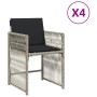 Sillones de jardín con cojines 4 uds ratán sintético gris claro