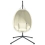 Silla colgante huevo con soporte tela y acero beige