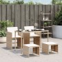 Set comedor de jardín 5 pzas con cojines ratán sintético beige