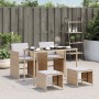 Set comedor de jardín 5 pzas con cojines ratán sintético beige