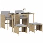 Set comedor de jardín 5 pzas con cojines ratán sintético beige