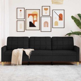 Sofá de 3 plazas de tela negro 210 cm en Sofás | Comprar online en Foro24