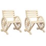 Sillas de jardín 2 uds madera maciza de abeto 58x58x78,5 cm