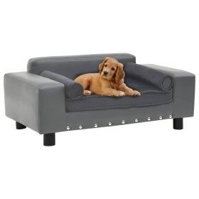 Sofá para perros felpa y cuero sintético gris 81x43x31 cm de vidaXL, Camas para perros - Ref: Foro24-170953, Precio: 76,28 €,...