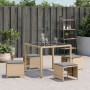 Taburetes jardín cojines 4 uds ratán PE beige mezcla 40x40x35cm