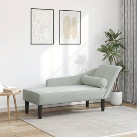 Sofá diván con cojines terciopelo gris claro Sofá diván con cojines terciopelo gris claro
