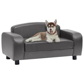 Sofá para perros cuero sintético gris 80x50x40 cm