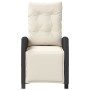 Sillones reclinables jardín con reposapiés 2 uds ratán PE negro