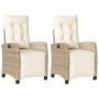 Sillones reclinables jardín con reposapiés 2 uds ratán PE beige