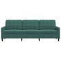Sofá de 3 plazas terciopelo verde oscuro 210 cm