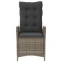 Sillón reclinable de jardín con cojines ratán sintético gris