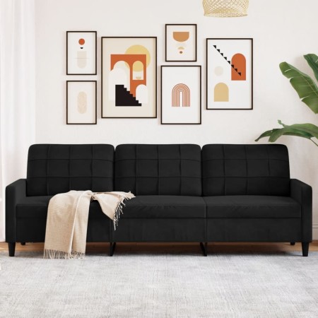 Sofá de 3 plazas terciopelo negro 210 cm en Sofás | Comprar online en Foro24