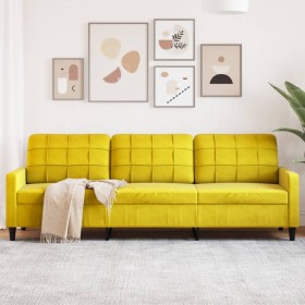 Sofá de 3 plazas terciopelo amarillo 210 cm Sofá de 3 plazas terciopelo amarillo 210 cm