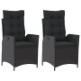 Sillones reclinable jardín cojines 2 uds ratán sintético negro
