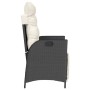 Sillón reclinable de jardín con reposapiés ratán PE negro