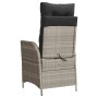 Sillón reclinable de jardín con reposapiés ratán PE gris claro