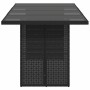 Mesa de jardín superficie de vidrio ratán PE negro 190x80x74 cm