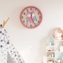 Reloj de pared poliestireno y cristal rosa Ø25,5 cm