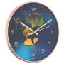 Reloj de pared poliestireno y cristal dorado y azul Ø29,5 cm