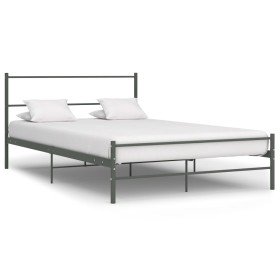 Estructura cama con cabecero sin colchón metal gris 160x200 cm en Camas y somieres | Comprar online en Foro24
