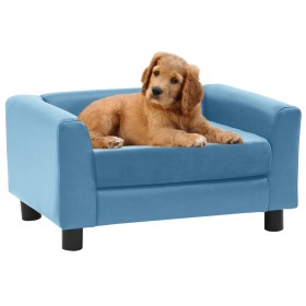 Sofá de perro felpa y cuero sintético turquesa 60x43x30 cm