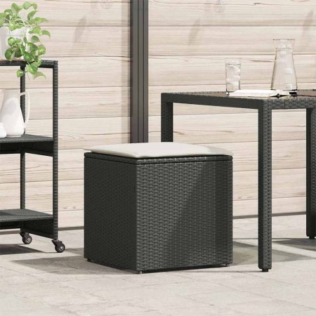 Caja de cojines Negro 50 x 50 x 50 cm ratán sintético