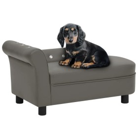 Sofá para perros cuero sintético gris 83x45x42 cm