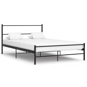 Estructura cama con cabecero sin colchón metal negro 140x200 cm Estructura cama con cabecero sin colchón metal negro 140x200 cm