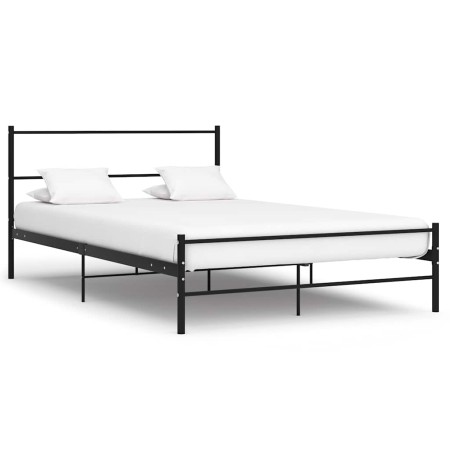 Estructura cama con cabecero sin colchón metal negro 140x200 cm