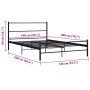 Estructura cama con cabecero sin colchón metal negro 140x200 cm