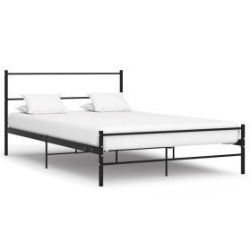 Estructura cama con cabecero sin colchón metal negro 160x200 cm Estructura cama con cabecero sin colchón metal negro 160x200 cm