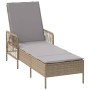 Tumbona con cojín Beige 157 x 55 x 92cm ratán sintético
