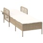 Tumbona con cojín Beige 157 x 55 x 92cm ratán sintético