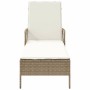 Tumbona con cojín Beige 157 x 55 x 92cm ratán sintético
