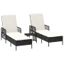 Tumbona con cojín 2 pcs Negro 35 x 35 x 32cm ratán sintético
