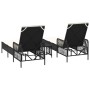 Tumbona con cojín 2 pcs Negro 35 x 35 x 32cm ratán sintético