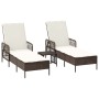 Tumbona con cojín 2 pcs Marrón 35 x 35 x 32cm ratán sintético