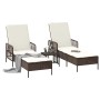 Tumbona con cojín 2 pcs Marrón 35 x 35 x 32cm ratán sintético